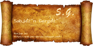 Sabján Gergő névjegykártya